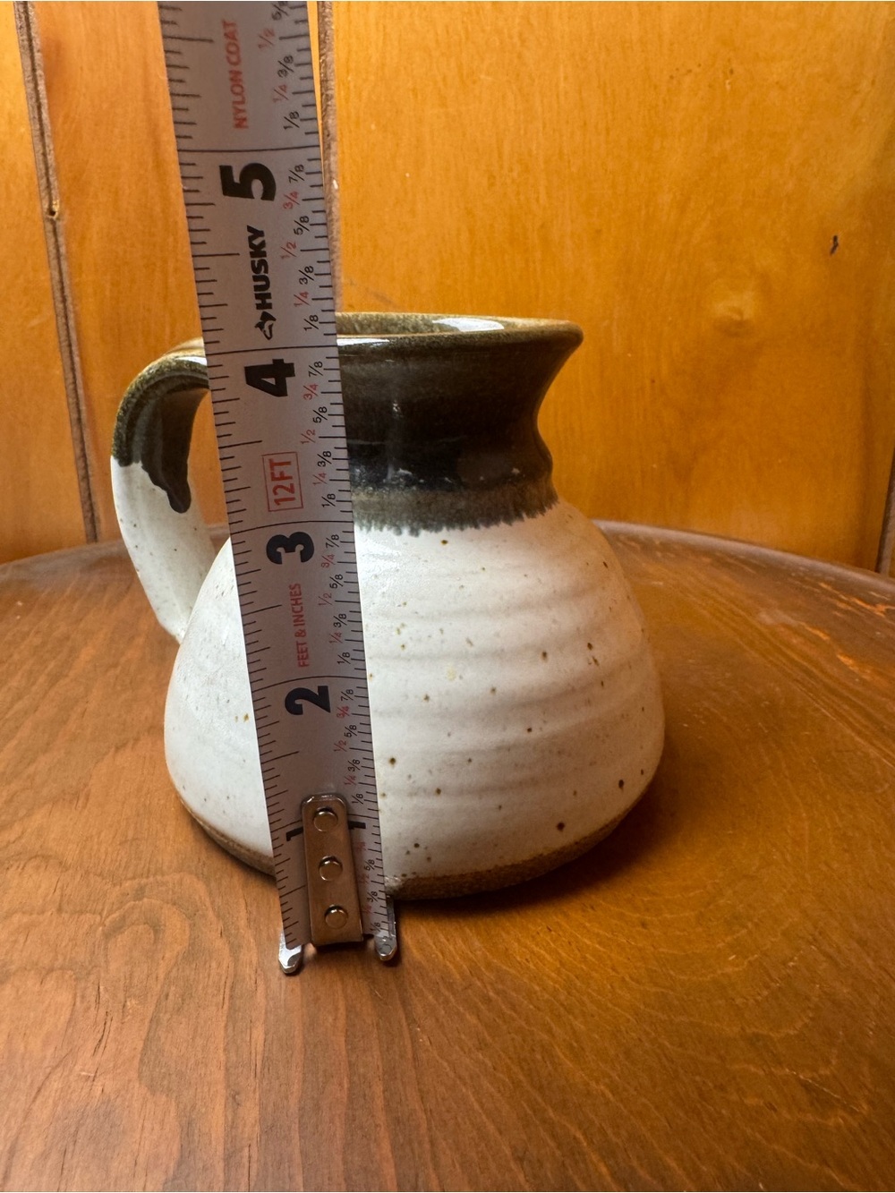 Speckled Ceramic Pitcher with Glossy Black Rim and Handle - Picture 7 of 9